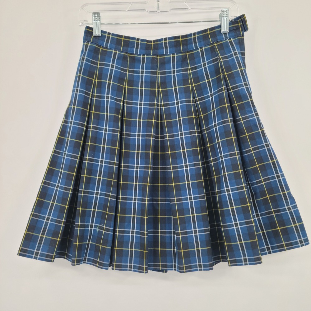 Dennis Plaid Pleated Skirt Girls 14 Blue School Uniform H1890A
